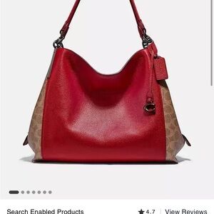 Brand new !!! Coach Red and Tan Leather Shoulder Bag with Sophisticated Design
